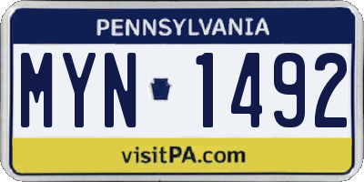 PA license plate MYN1492