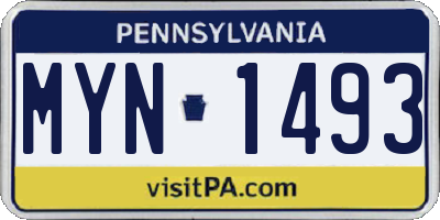 PA license plate MYN1493