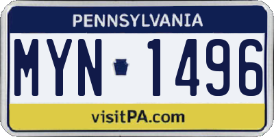 PA license plate MYN1496