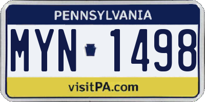 PA license plate MYN1498
