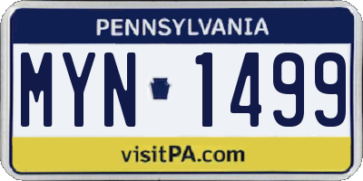 PA license plate MYN1499