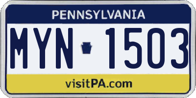 PA license plate MYN1503