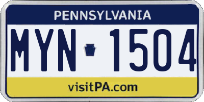 PA license plate MYN1504