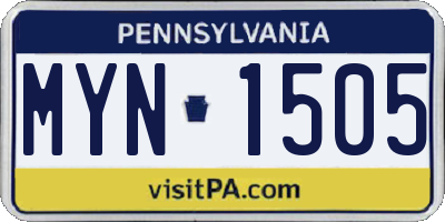 PA license plate MYN1505