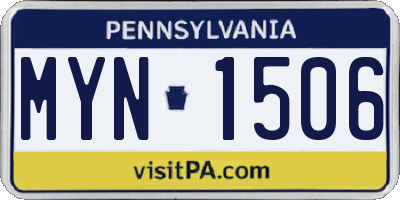PA license plate MYN1506