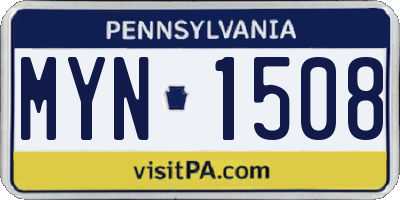 PA license plate MYN1508