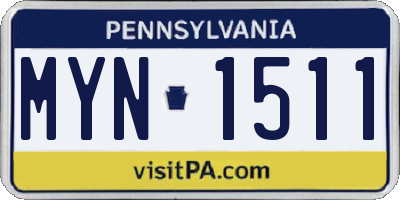 PA license plate MYN1511