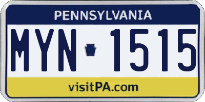 PA license plate MYN1515