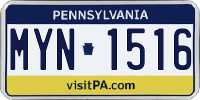 PA license plate MYN1516