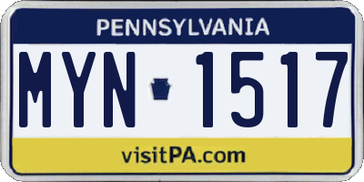 PA license plate MYN1517