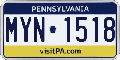 PA license plate MYN1518