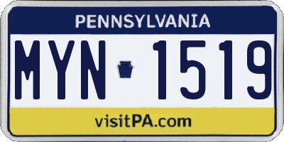 PA license plate MYN1519