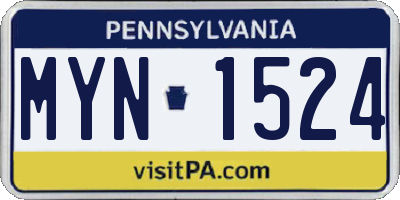 PA license plate MYN1524