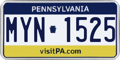 PA license plate MYN1525