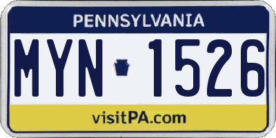 PA license plate MYN1526