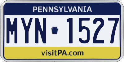 PA license plate MYN1527