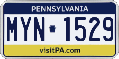PA license plate MYN1529