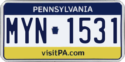 PA license plate MYN1531