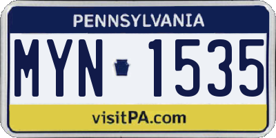 PA license plate MYN1535