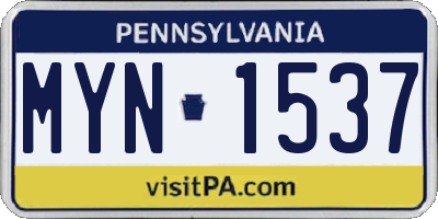 PA license plate MYN1537