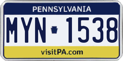 PA license plate MYN1538