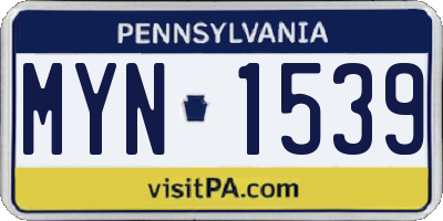 PA license plate MYN1539