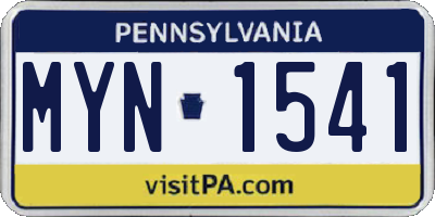 PA license plate MYN1541