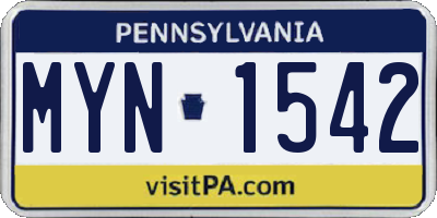 PA license plate MYN1542