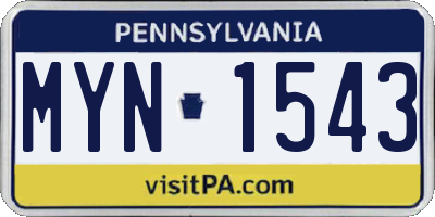 PA license plate MYN1543