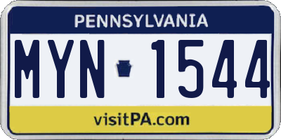 PA license plate MYN1544