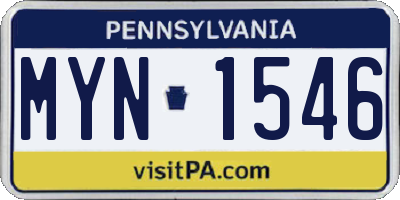 PA license plate MYN1546
