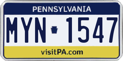 PA license plate MYN1547