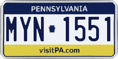 PA license plate MYN1551