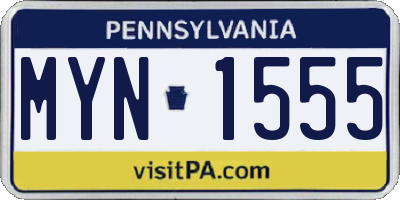 PA license plate MYN1555