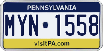 PA license plate MYN1558