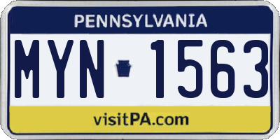 PA license plate MYN1563