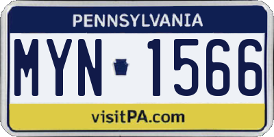PA license plate MYN1566