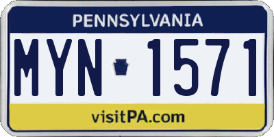 PA license plate MYN1571