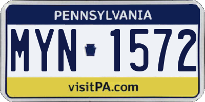 PA license plate MYN1572