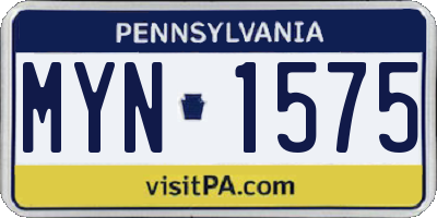 PA license plate MYN1575