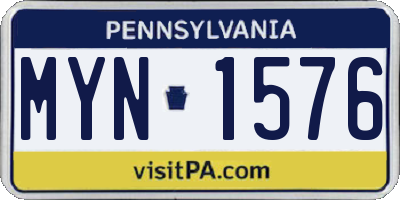 PA license plate MYN1576