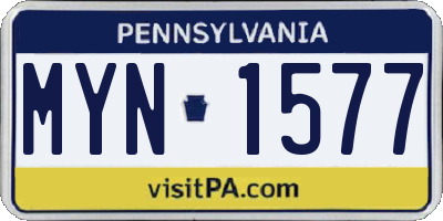 PA license plate MYN1577
