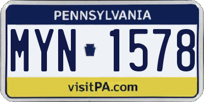 PA license plate MYN1578