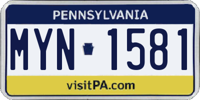 PA license plate MYN1581