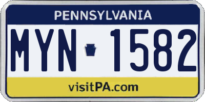 PA license plate MYN1582