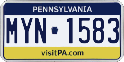 PA license plate MYN1583