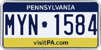 PA license plate MYN1584