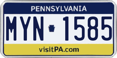PA license plate MYN1585