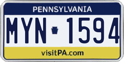 PA license plate MYN1594