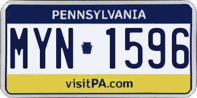PA license plate MYN1596